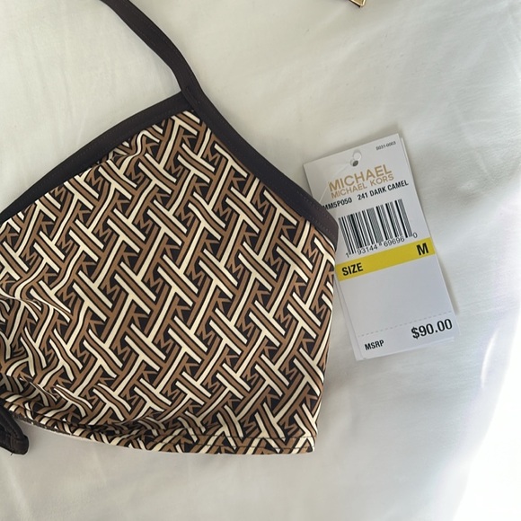 Michael Kors Brown and Tan Geometric Bikini Top - Picture 4 of 5